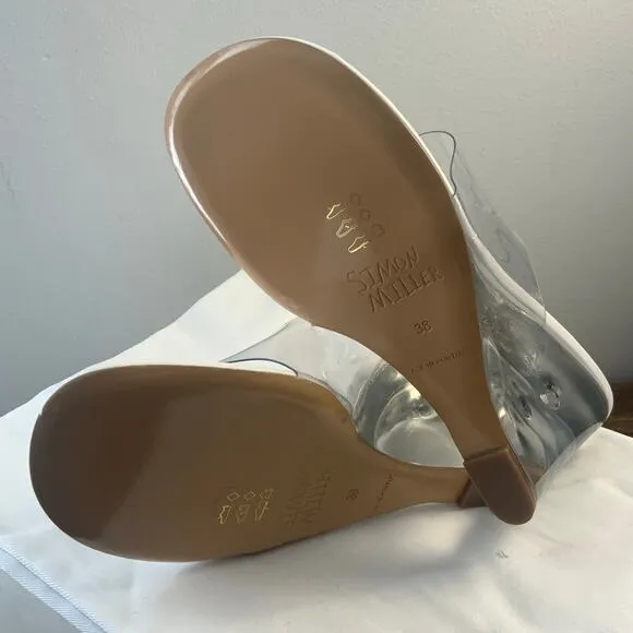 SIMON MILLER‎ Women's Ghost Clear Wedge Thong Sandals 38