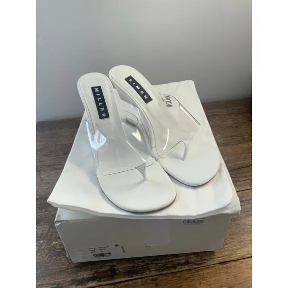 SIMON MILLER‎ Women's Ghost Clear Wedge Thong Sandals 38