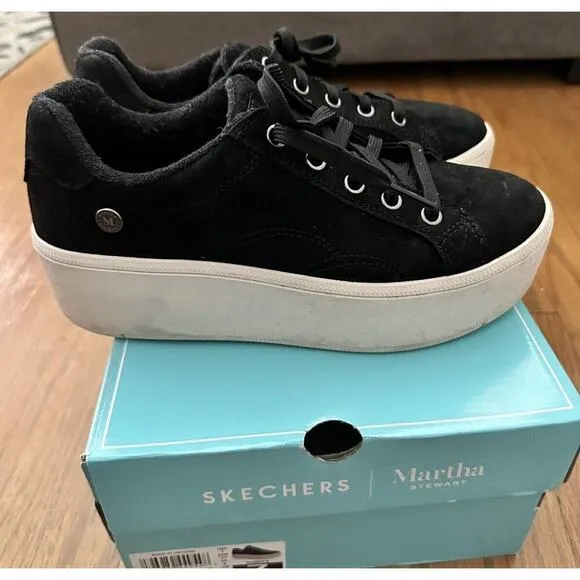 Skechers Martha Stewart Plateau Chic Lady Platform Sneakers Women's Sz 7 Black