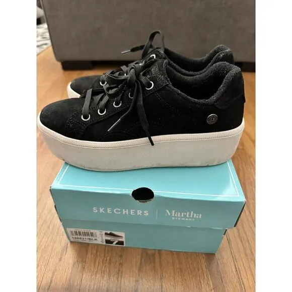 Skechers Martha Stewart Plateau Chic Lady Platform Sneakers Women's Sz 7 Black