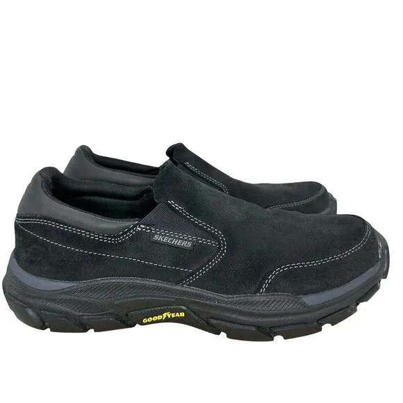 Skechers Respected Calum Goodyear Slip On Leather Black Loafers Shoes Mens 8.5