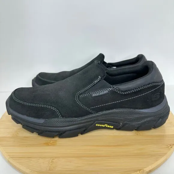 Skechers Respected Calum Goodyear Slip On Leather Black Loafers Shoes Mens 8.5