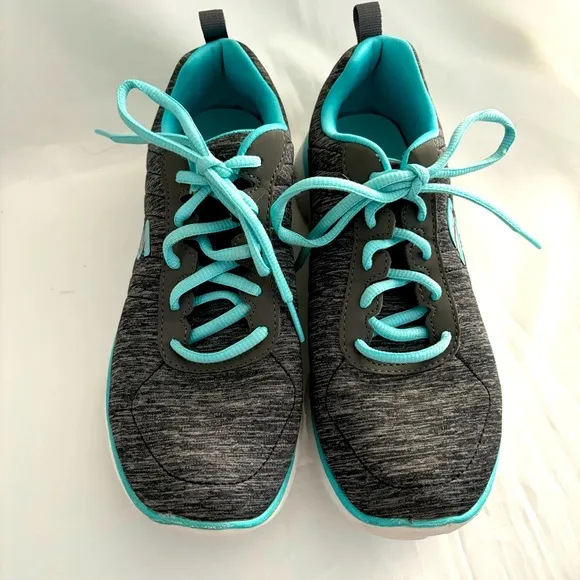 Skechers Women Flex Appeal 3.0 Sneakers Black/Light Blue 100% Textile Size 6