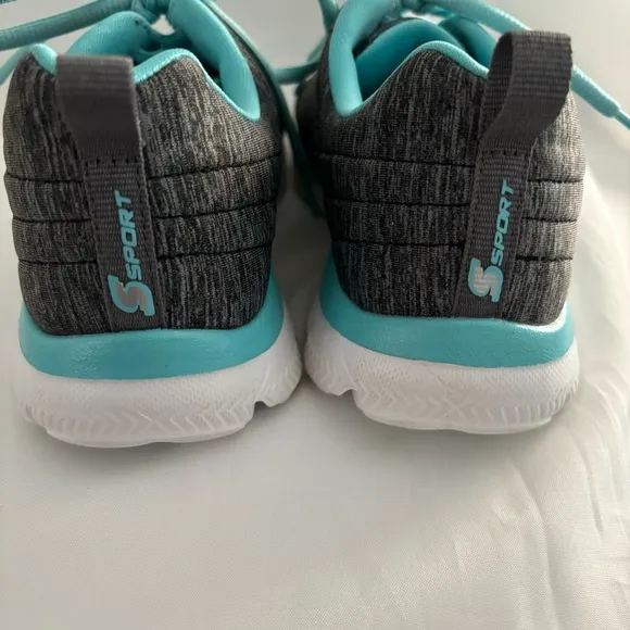 Skechers Women Flex Appeal 3.0 Sneakers Black/Light Blue 100% Textile Size 6