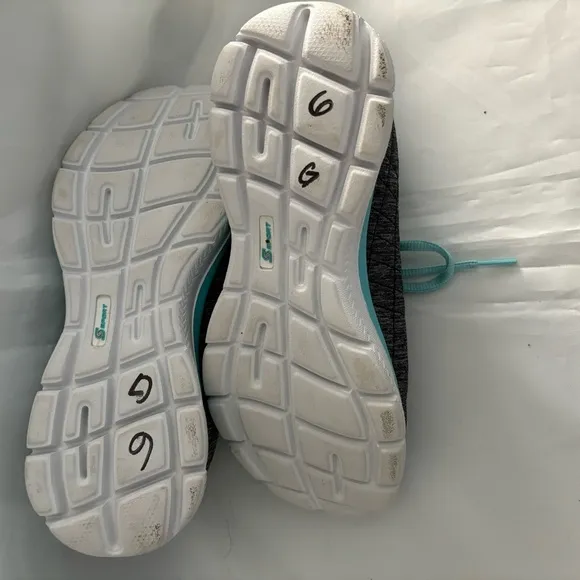 Skechers Women Flex Appeal 3.0 Sneakers Black/Light Blue 100% Textile Size 6