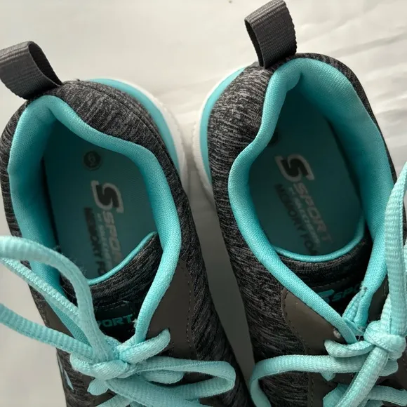 Skechers Women Flex Appeal 3.0 Sneakers Black/Light Blue 100% Textile Size 6
