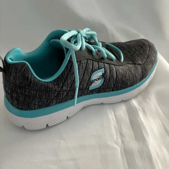 Skechers Women Flex Appeal 3.0 Sneakers Black/Light Blue 100% Textile Size 6