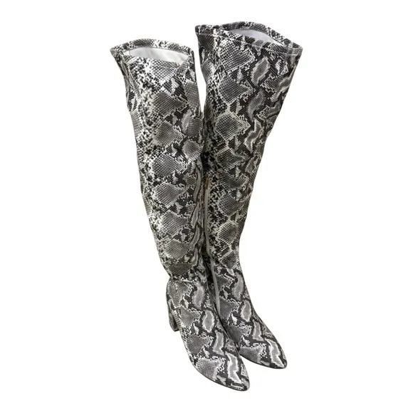 SMASH ShoesWomen's Yaya Extra Wide Calf Chunky Heels Over-The-Knee Boots - Sz 11