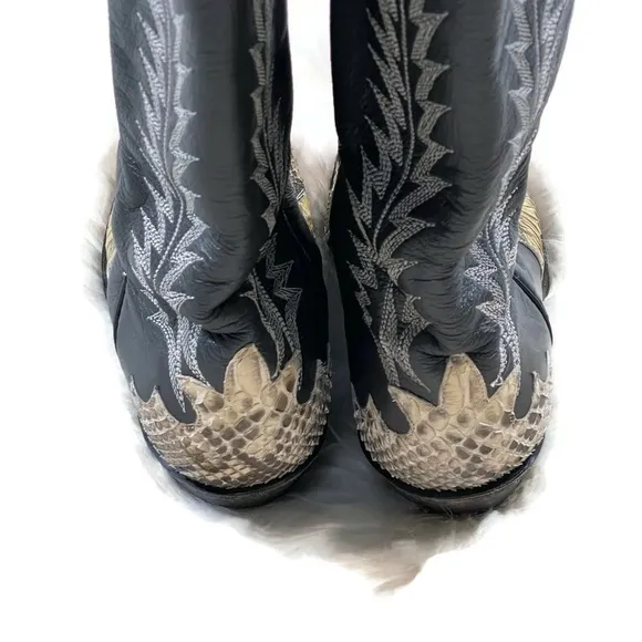 Snake Skin Leather Cowboy Boots