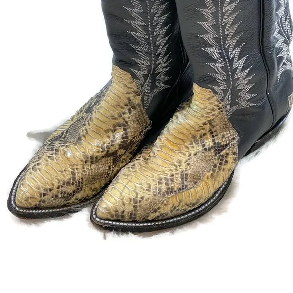 Snake Skin Leather Cowboy Boots