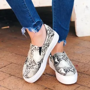 Snakeskin Print Slip on vegan leather Sneakers