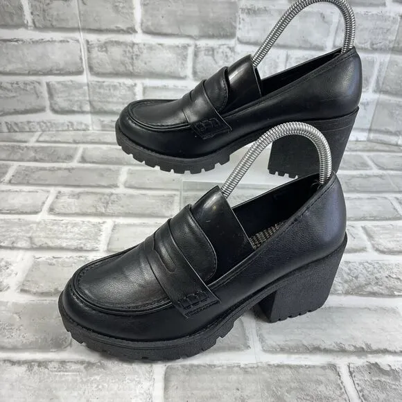 Soda Keys Women's Size 8 Black Chunky Platform Loafers Y2K 90's Grunge Style