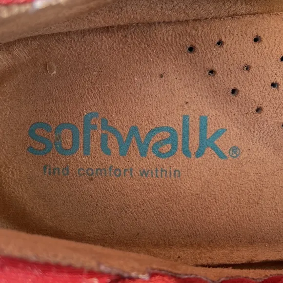 Softwalk Wish Red Suede Leather Wedge Ballet Flats Shoes Women's Size 10.5 Wide