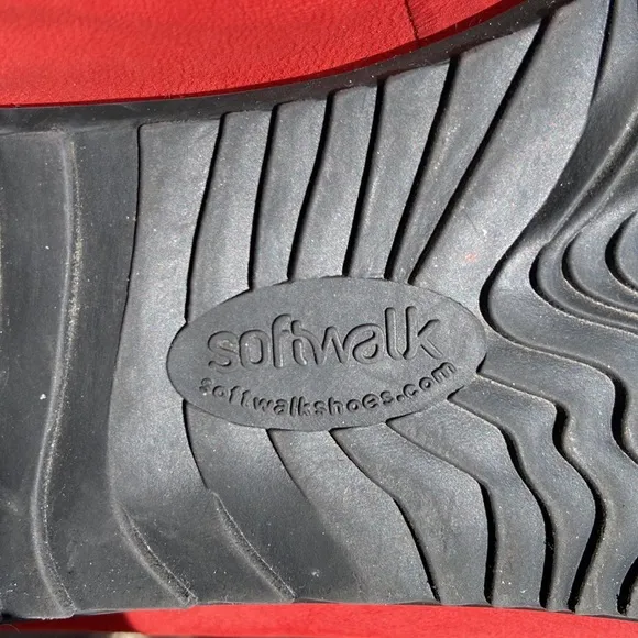Softwalk Wish Red Suede Leather Wedge Ballet Flats Shoes Women's Size 10.5 Wide