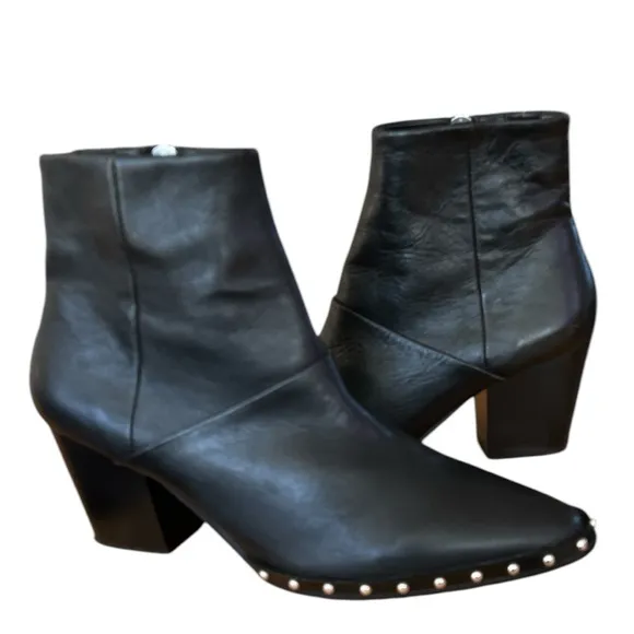 Sol Sana Christoper Black Leather Ankle Boots Size 38 Eur/ 7 US/ 4.5 UK