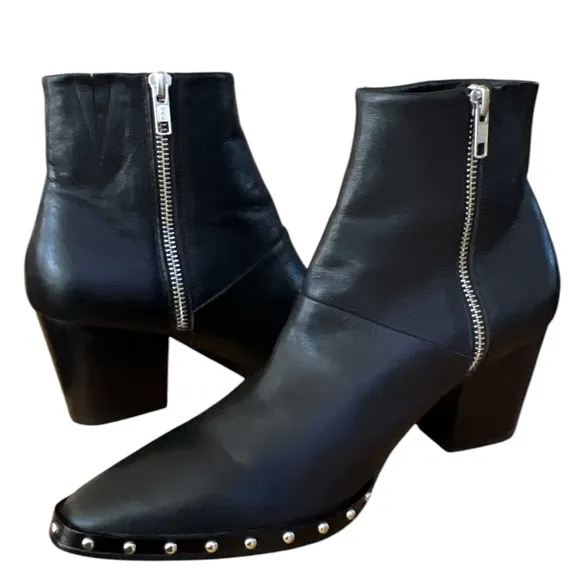 Sol Sana Christoper Black Leather Ankle Boots Size 38 Eur/ 7 US/ 4.5 UK