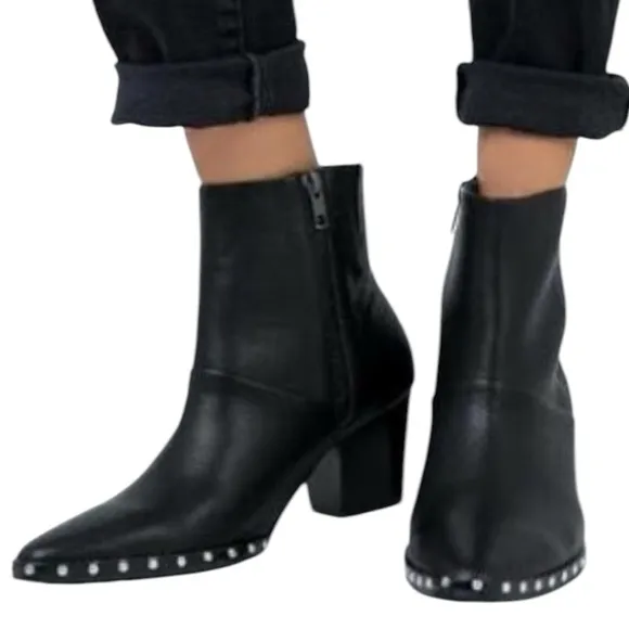 Sol Sana Christoper Black Leather Ankle Boots Size 38 Eur/ 7 US/ 4.5 UK
