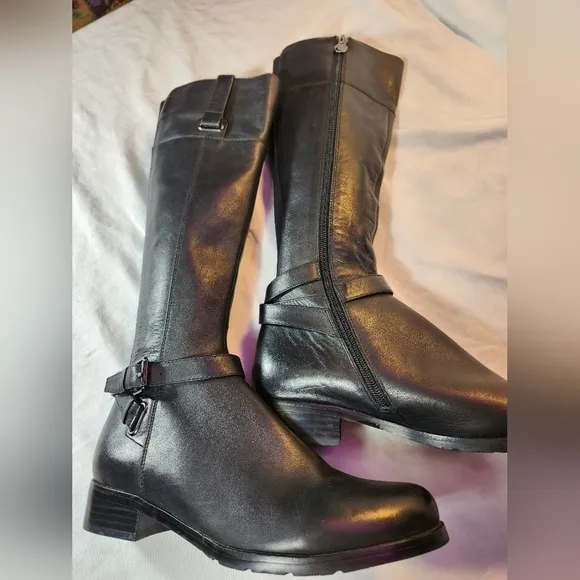 Sole Mani black leather slim calf riding boots sz 8.5M