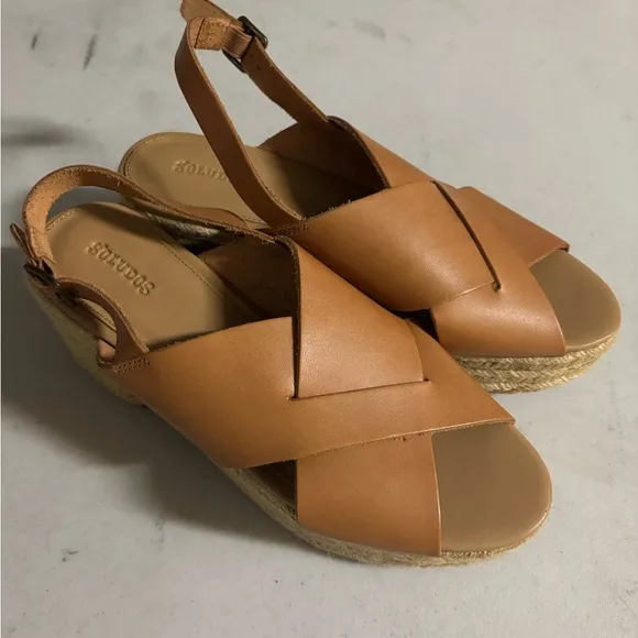 Soludos Amalfi Tan Espadrille Slingback Shoes Size 9