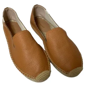 Soludos Espadrilles Women 9.5 Cognac Brown Leather Smoking Slipper Loafers Shoes
