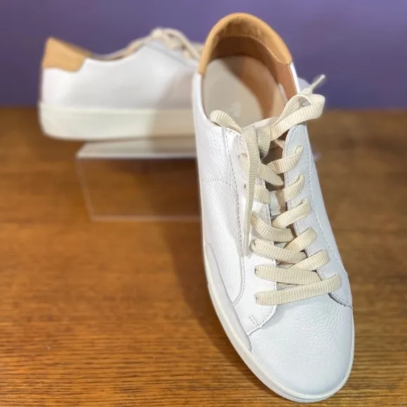 Soludos Women Original Ibiza Leather Sneakers White Tan Neutral Travel Classic