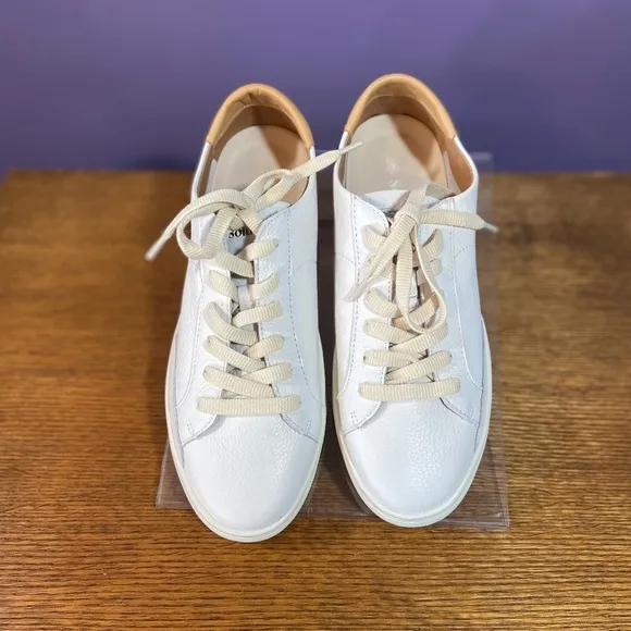 Soludos Women Original Ibiza Leather Sneakers White Tan Neutral Travel Classic
