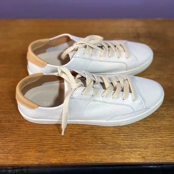 Soludos Women Original Ibiza Leather Sneakers White Tan Neutral Travel Classic