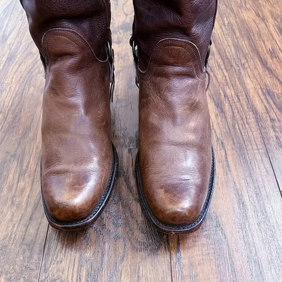 Sonora • cowgirl boots western brown leather floral inlay snip toe heel harness