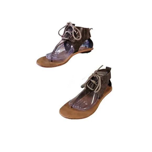 Sorel Brown Leather Summer Lace-up Thong Sandals Women's Sz 9