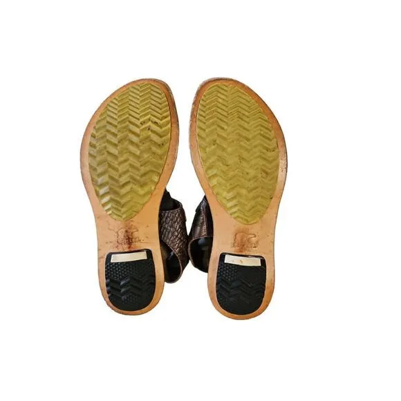 Sorel Brown Leather Summer Lace-up Thong Sandals Women's Sz 9
