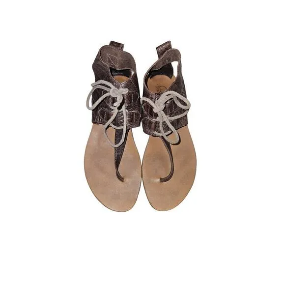 Sorel Brown Leather Summer Lace-up Thong Sandals Women's Sz 9