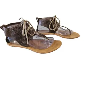 Sorel Brown Leather Summer Lace-up Thong Sandals Women's Sz 9