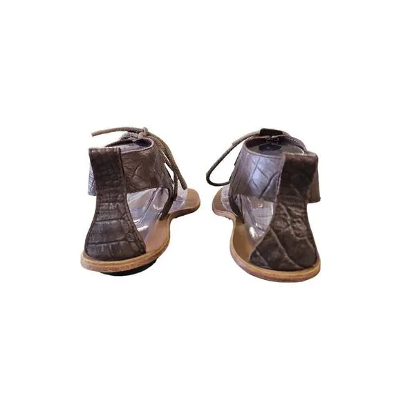 Sorel Brown Leather Summer Lace-up Thong Sandals Women's Sz 9
