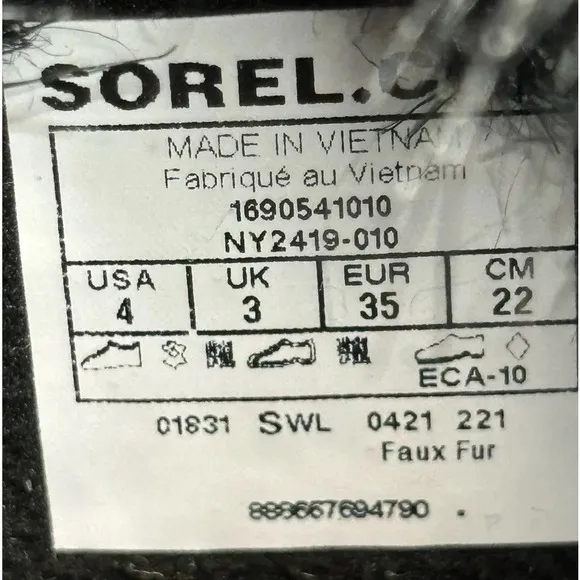 Sorel Girls Tofino II Walterproof Calf Winter Boots Black Furlined‎ Size 4