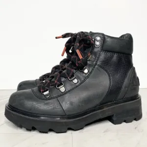 Sorel Lennox Black Leather Lace Up Hiker Boot 5 1/2