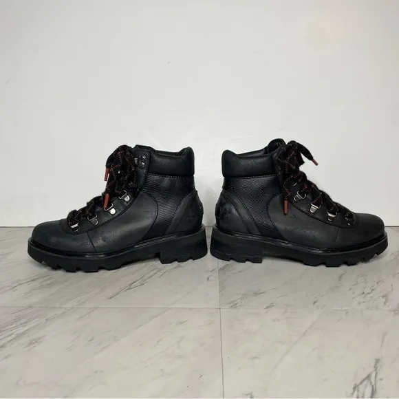 Sorel Lennox Black Leather Lace Up Hiker Boot 5 1/2