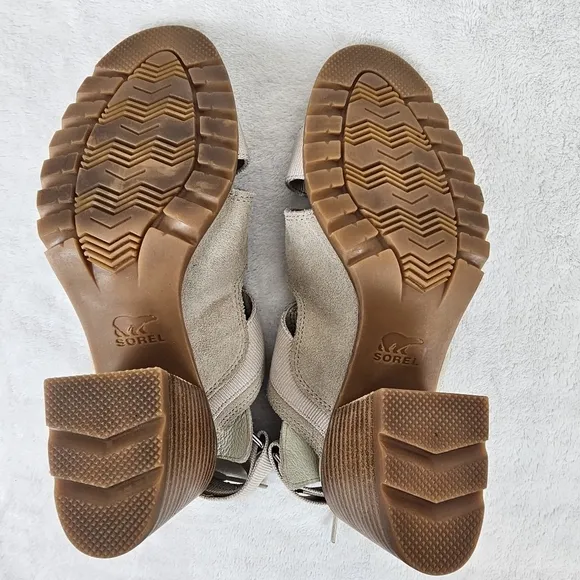 Sorel Nadia Strappy Lace-Up Suede Sandals Ancient Fossil Size 7.5