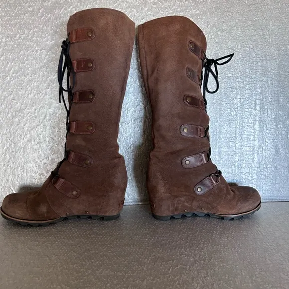 Sorel Women’s Joan of Arctic Knee High Brown  Wedge Boots Size 8.5 EU 40.5
