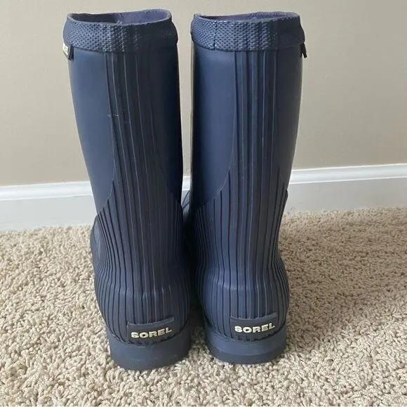Sorel Rubber Rain Boots Mid Calf Blue Waterproof 9