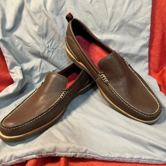 SPERRY Authentic Double Sole Topsider Brown Leather Loafers, Men’s 13, EUC
