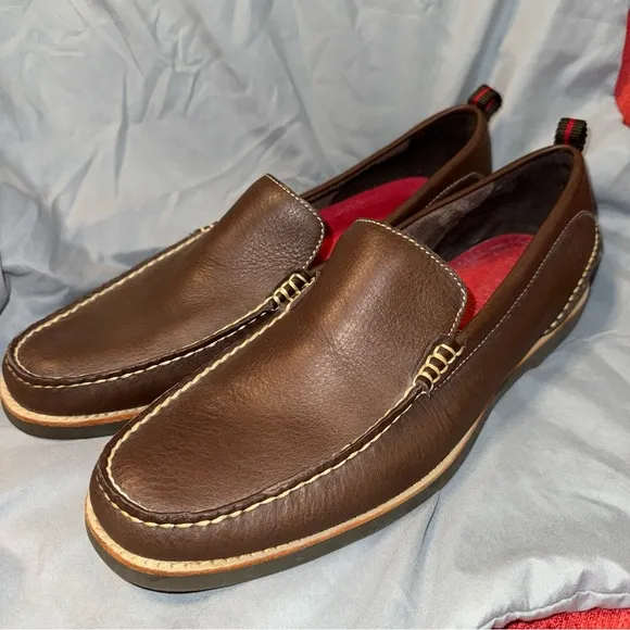 SPERRY Authentic Double Sole Topsider Brown Leather Loafers, Men’s 13, EUC