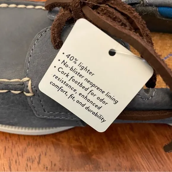 Sperry Top Sider A/O Plush Boat Shoes Loafers Cork Insoles Leather Blue Grey 10