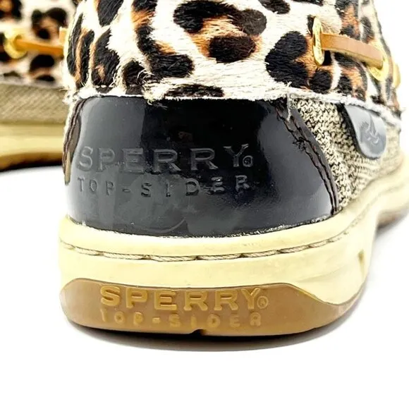 Sperry Topsider Hikerfish Leather Leopard Print Calf Hair Boots. Size 6