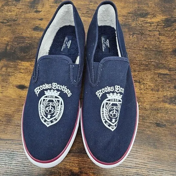 Sperry x Brooks Brothers‎ Crest Canvas Slip On Sneakers Men's Size 10.5 Navy