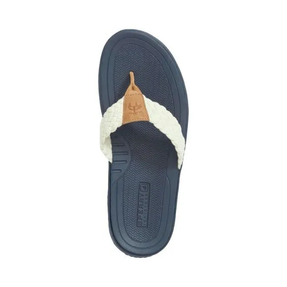 Sperry X Brooks Brothers Men’s 13 Baitfish Flip Flop Sandals Blue White