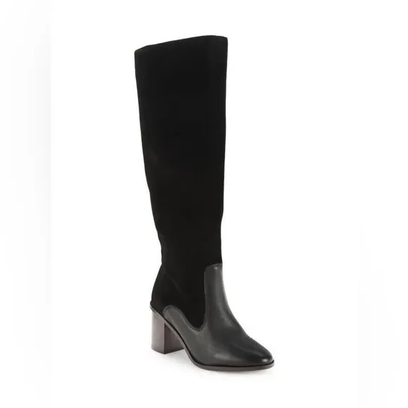 SPLENDID Mary Suede leather Mid Calf Boots Pointed toe Block Heel Size 8.5