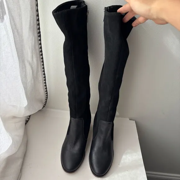 SPLENDID Mary Suede leather Mid Calf Boots Pointed toe Block Heel Size 8.5