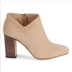 Splendid Neves Suede Stacked Heel Ankle Boots - Tan - Size 8.5