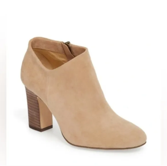 Splendid Neves Suede Stacked Heel Ankle Boots - Tan - Size 8.5