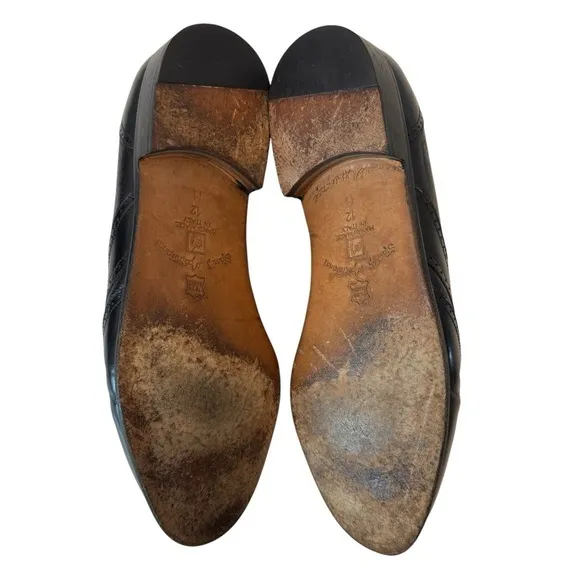 Stamati Mastroianni‎ Italy Black Leather Tassel Loafers Men’s Size 12